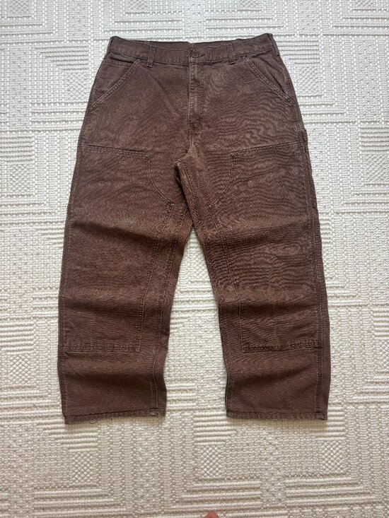 Carhartt Other - Carhartt Brown Double Knee Carpenter Work Pants Distressed Fade Loose Fit 33x31